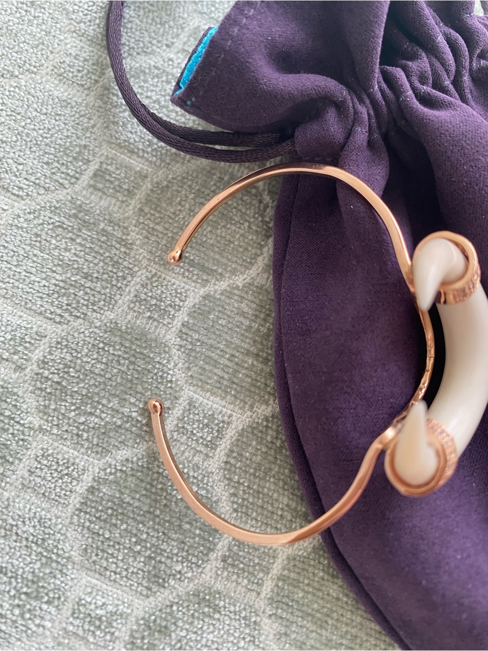 Jacquie Aiche Bone Horn Rose Gold and Diamond Cuff - Picture 3 of 12